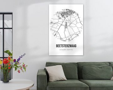 Beetsterzwaag (Fryslan) | Karte | Schwarz und Weiß von Rezona