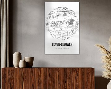 Boven-Leeuwen (Gelderland) | Karte | Schwarz-weiß von Rezona