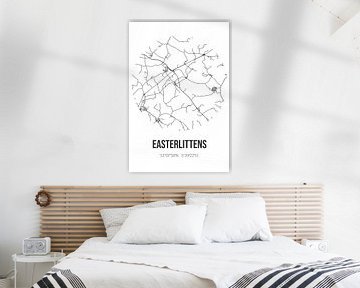 Easterlittens (Fryslan) | Carte | Noir et blanc sur Rezona