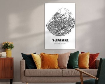 's-Gravenhage (Zuid-Holland) | Landkaart | Zwart-wit van Rezona