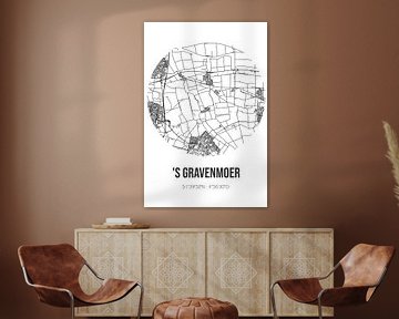 's Gravenmoer (North Brabant) | Map | Black and White by Rezona