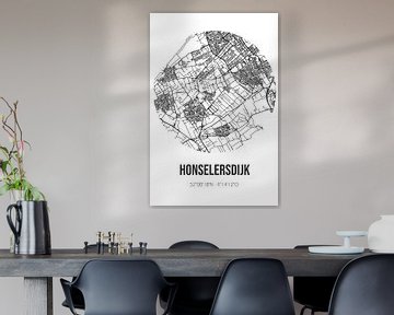 Honselersdijk (Zuid-Holland) | Landkaart | Zwart-wit van MijnStadsPoster