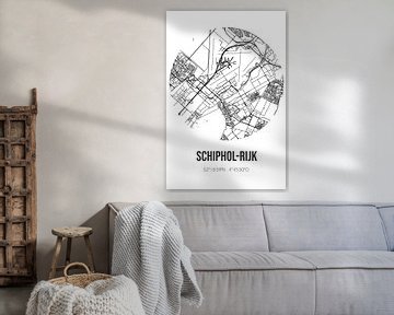 Schiphol-Rijk (Noord-Holland) | Landkaart | Zwart-wit van MijnStadsPoster