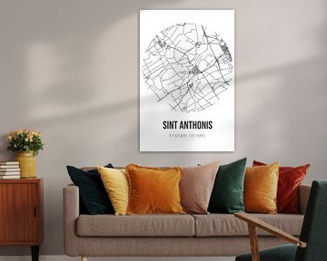 Sint Anthonis (Noord-Brabant) | Karte | Schwarz und Weiß von Rezona