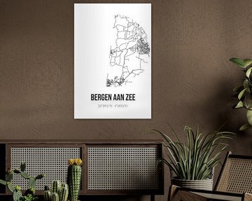 Bergen aan Zee (Noord-Holland) | Karte | Schwarz und Weiß von Rezona