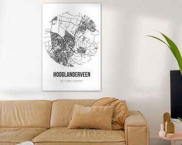 Hooglanderveen (Utrecht) | Carte | Noir et blanc sur Rezona