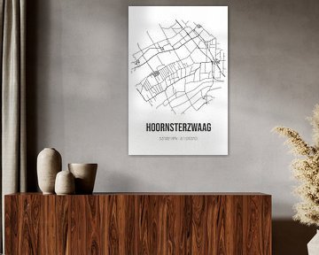 Hoornsterzwaag (Fryslan) | Landkaart | Zwart-wit van MijnStadsPoster