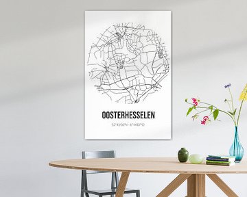 Oosterhesselen (Drenthe) | Carte | Noir et blanc sur Rezona