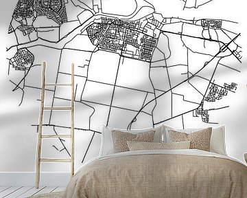 Oud-Beijerland (Zuid-Holland) | Map | Black and White by Prints of Place