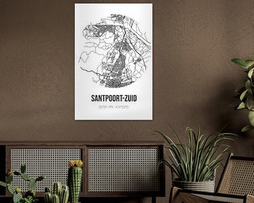 Santpoort-Zuid (Noord-Holland) | Landkaart | Zwart-wit van MijnStadsPoster