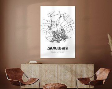 Zwaagdijk-West (Noord-Holland) | Karte | Schwarz und Weiß von Rezona