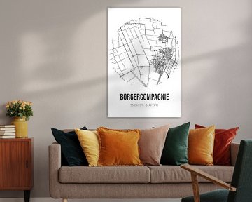 Borgercompagnie (Groningen) | Karte | Schwarz und Weiß von Rezona