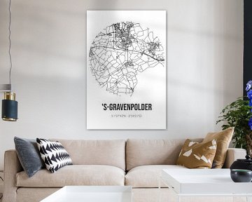 's-Gravenpolder (Zeeland) | Carte | Noir et blanc sur Rezona