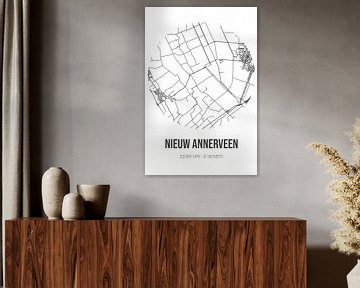 Nieuw Annerveen (Drenthe) | Carte | Noir et blanc sur Rezona