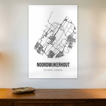 Noordwijkerhout (South Holland) | Carte | Noir et blanc sur Affiches de lieux