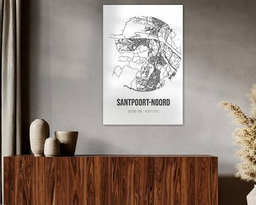 Santpoort-Noord (Noord-Holland) | Carte | Noir et blanc sur Rezona