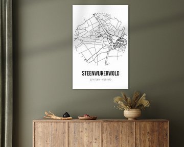 Steenwijkerwold (Overijssel) | Landkaart | Zwart-wit van MijnStadsPoster