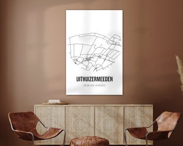Uithuizermeeden (Groningen) | Landkaart | Zwart-wit van Rezona