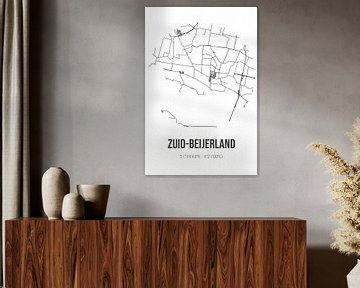 Zuid-Beijerland (Zuid-Holland) | Carte | Noir et blanc sur Rezona