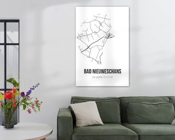 Bad Nieuweschans (Groningen) | Landkaart | Zwart-wit van Rezona