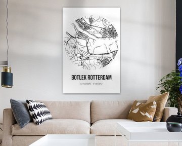Botlek Rotterdam (Zuid-Holland) | Landkaart | Zwart-wit van MijnStadsPoster