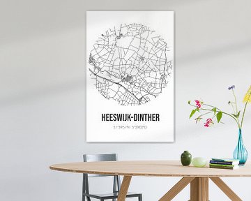 Heeswijk-Dinther (Noord-Brabant) | Landkaart | Zwart-wit van MijnStadsPoster