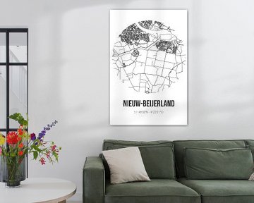 Nieuw-Beijerland (Zuid-Holland) | Landkaart | Zwart-wit van MijnStadsPoster