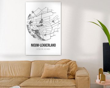 Nieuw-Lekkerland (Zuid-Holland) | Landkaart | Zwart-wit van MijnStadsPoster
