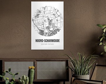 Noord-Scharwoude (Noord-Holland) | Karte | Schwarz und Weiß von Rezona