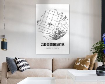 Zuidoostbeemster (Noord-Holland) | Carte | Noir et blanc sur Rezona