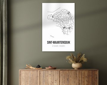 Sint-Maartensdijk (Zeeland) | Karte | Schwarz-Weiß von Rezona