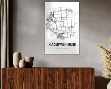 Klazienaveen-Noord (Drenthe) | Landkaart | Zwart-wit van MijnStadsPoster