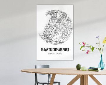 Maastricht-Airport (Limburg) | Landkaart | Zwart-wit van Rezona