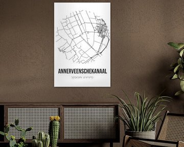 Annerveenschekanaal (Drenthe) | Landkaart | Zwart-wit van MijnStadsPoster