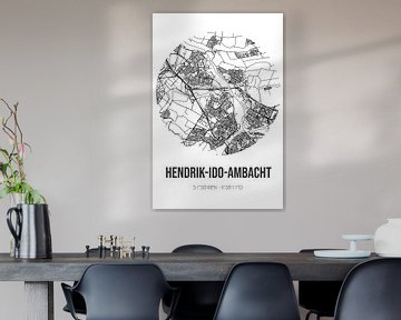 Hendrik-Ido-Ambacht (Zuid-Holland) | Landkaart | Zwart-wit van MijnStadsPoster