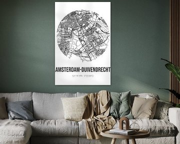 Amsterdam-Duivendrecht (Noord-Holland) | Landkaart | Zwart-wit van MijnStadsPoster