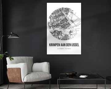 Krimpen aan den IJssel (Zuid-Holland) | Landkaart | Zwart-wit van MijnStadsPoster