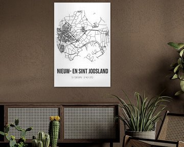 Nieuw- en Sint Joosland (Zeeland) | Karte | Schwarz und weiß von Rezona