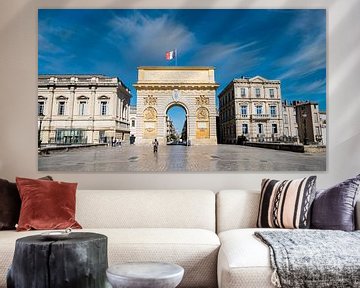 Porte Du Peyrou en Hof in Montpellier Frankrijk van Dieter Walther