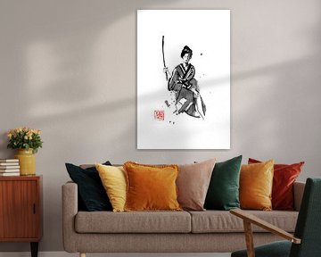 geisha en katana van Péchane Sumie