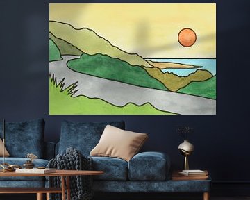Roadtrip westkust Nieuw Zeeland deel 1 van 2 (abstract aquarel schilderij kust landschap zonsopgang