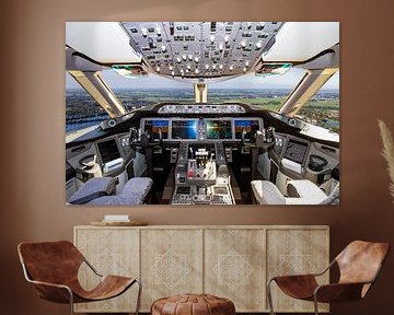 Boeing 787 im Anflug auf Schiphol aus dem Cockpit