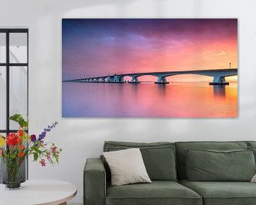 Zeeland bridge sunset by Linda Raaphorst