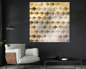 Scandinavisch Retro Abstractie Goud van Mad Dog Art