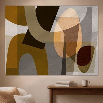 Abstracte organische vormen in bruin, grijs, beige van Dina Dankers