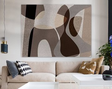 Brown and grey abstract organic geometry by Dina Dankers