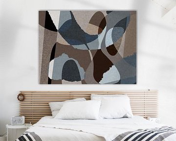Blue brown grey abstract geometry by Dina Dankers