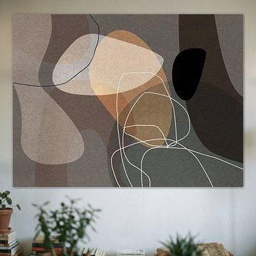 Organic shapes in yellow, brown, grey. Modern geometry by Dina Dankers