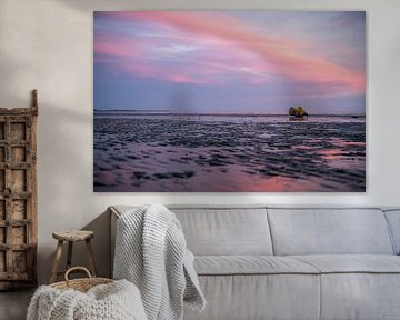 Buoy at low tide on the tidal flats by MdeJong Fotografie