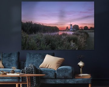 Molen De Vlinder aan de rivier de Linge in de Betuwe van Moetwil en van Dijk - Fotografie